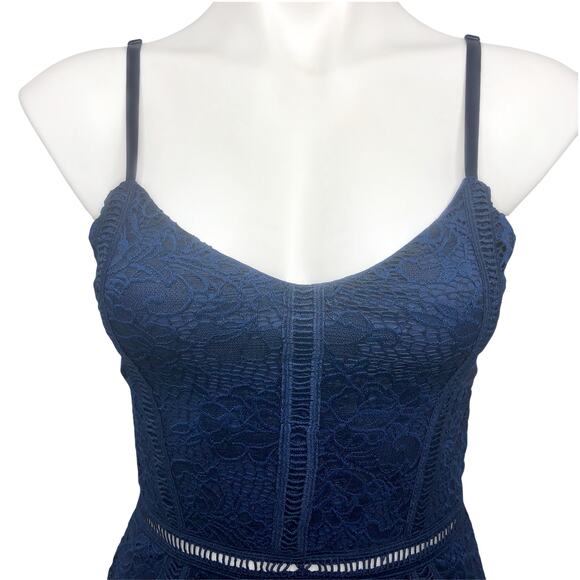 MiaoMiao Navy Lace Overlay Pencil Dress - Size Medium - Picture 3 of 13